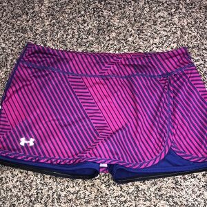 Under Armour Women's Pink and Blue Striped Shorts Skort Size Large | Like New